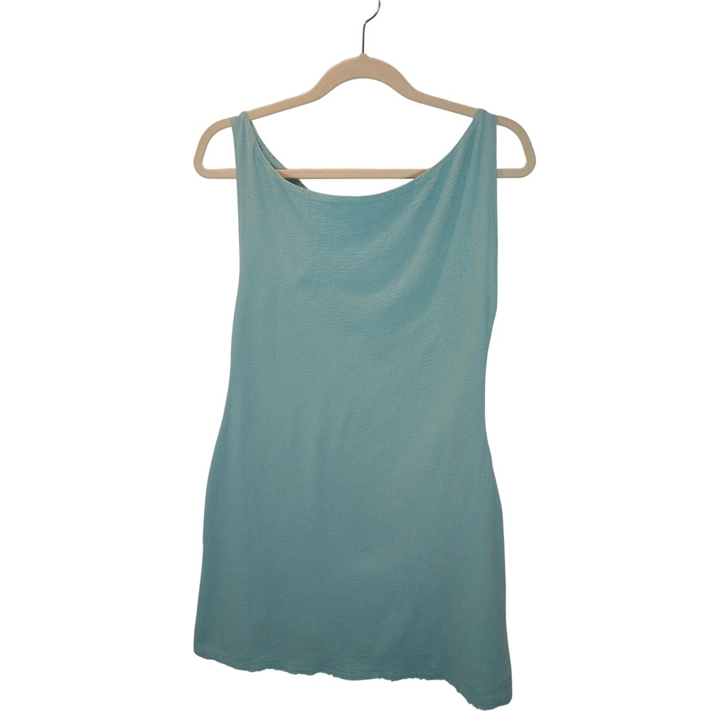 Free People Sage Green Textured Cowl Neck Side Button Dress S Lagenlook Layer